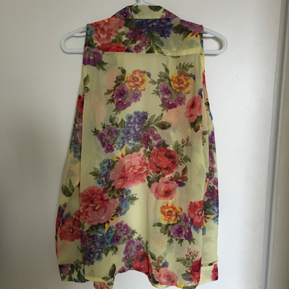 Cold Shoulder Floral Button Down Blouse - Picture 4 of 4